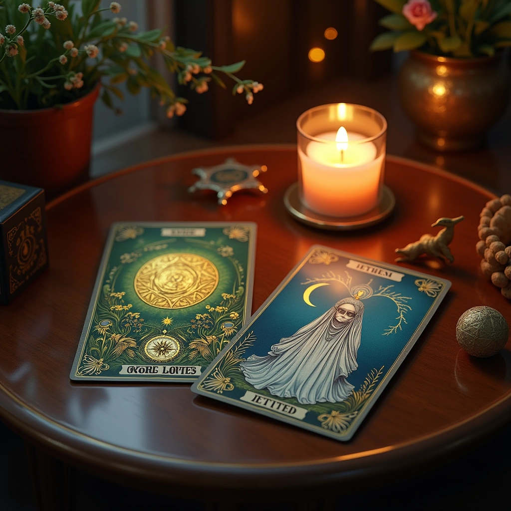 As der Pentacles und die Hohepriesterin