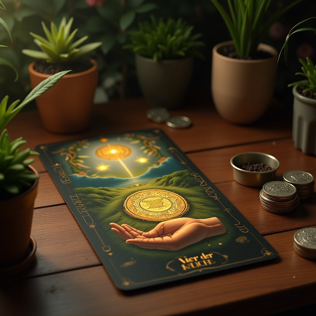 Ass der Pentacles und Vier der Kelche