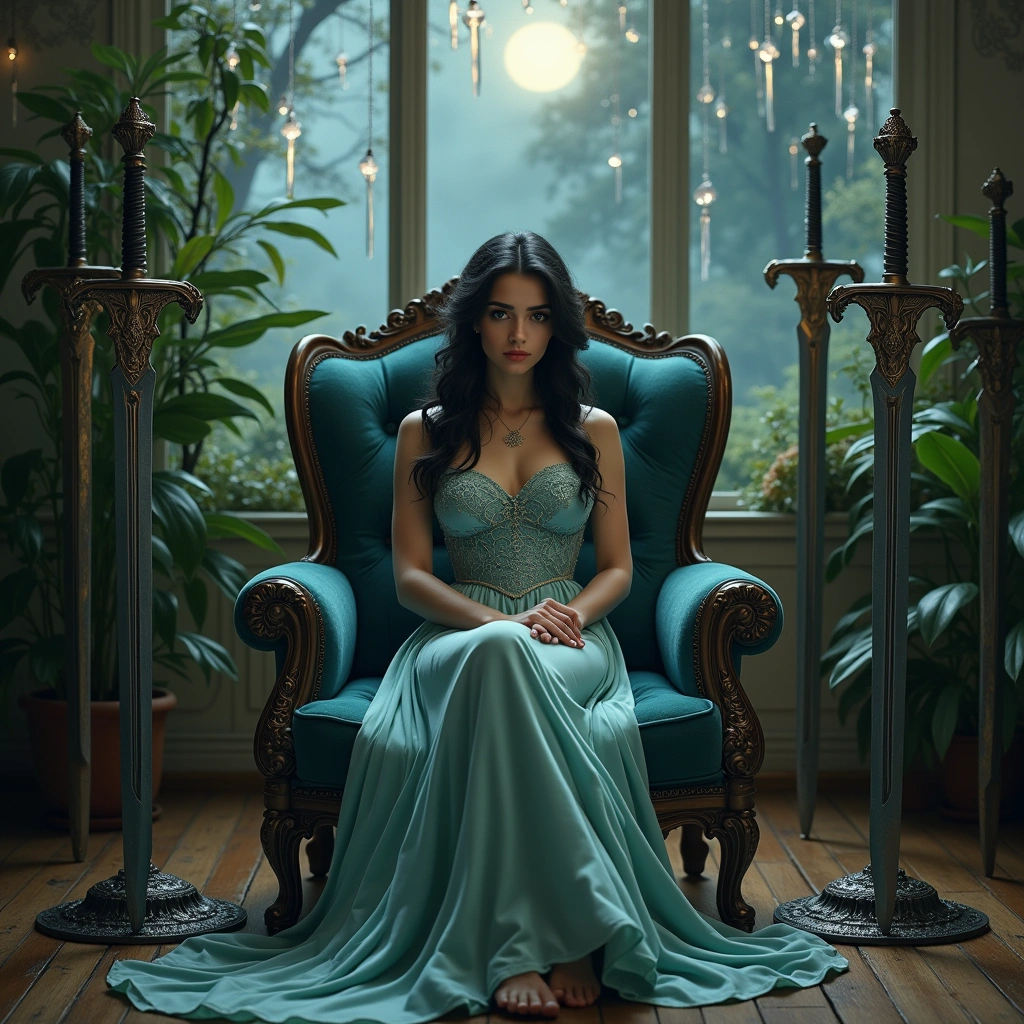 Acht der Schwerter und Königin der Kelche