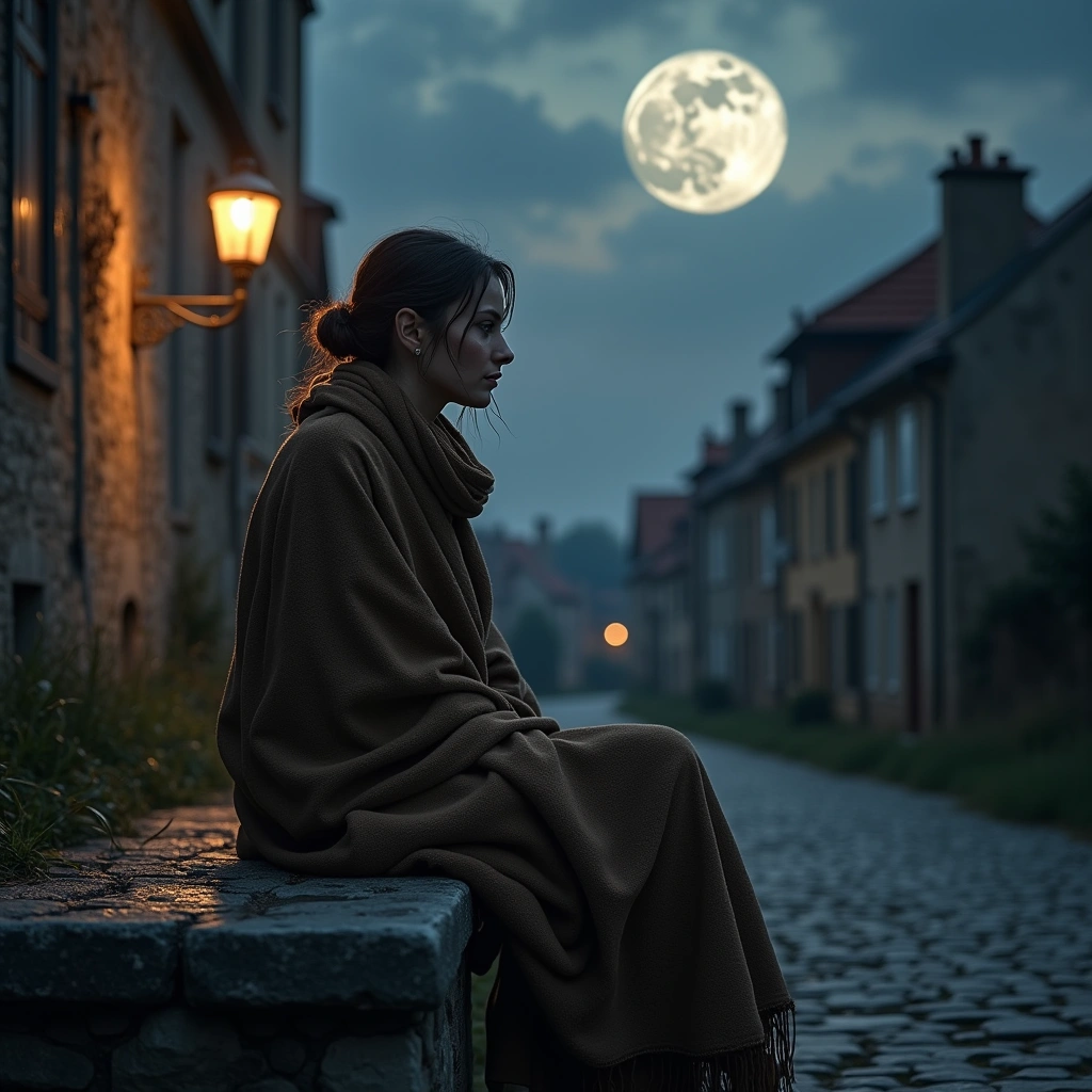 Fünf der Münzen und der Mond