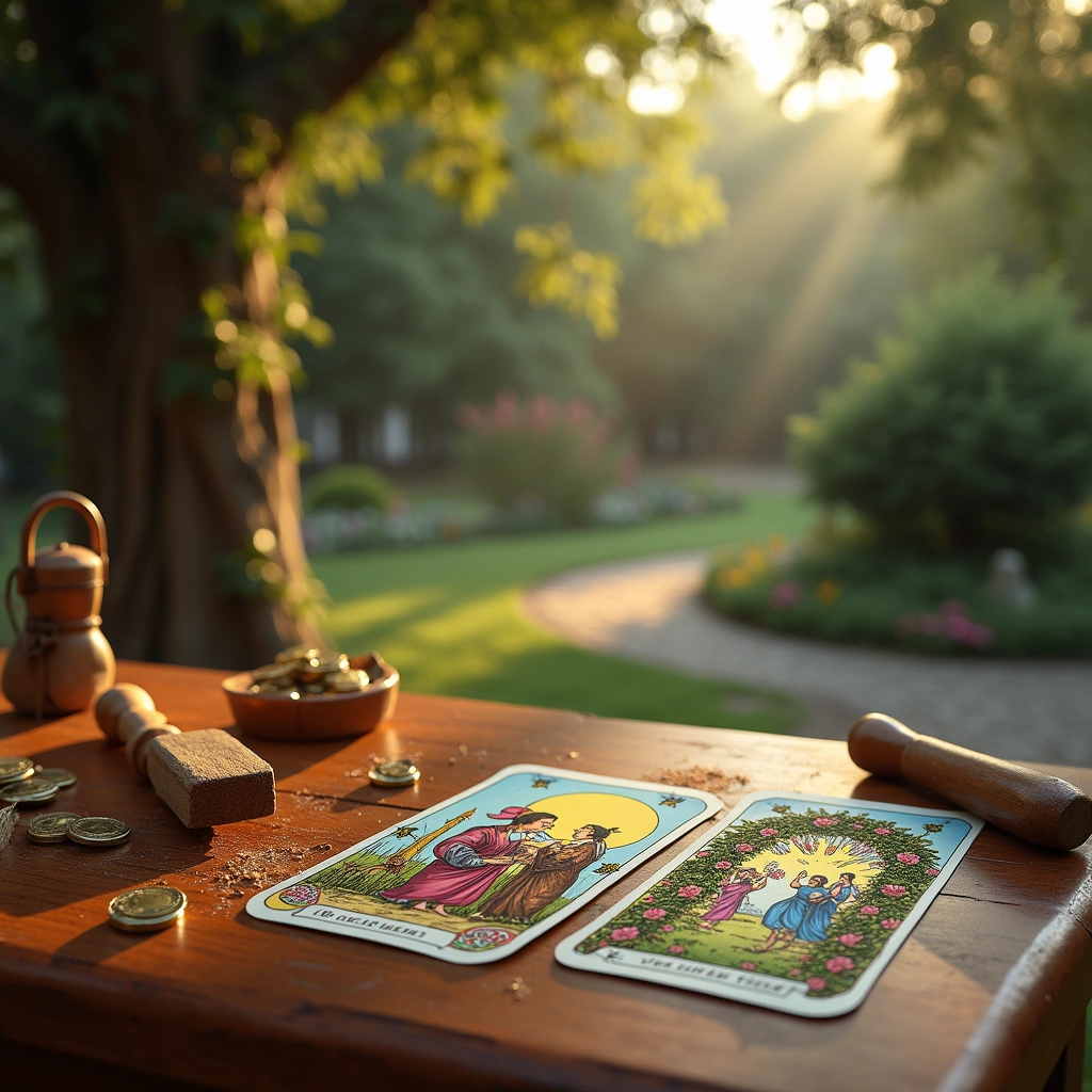 Acht der Münzen und Vier der Stäbe