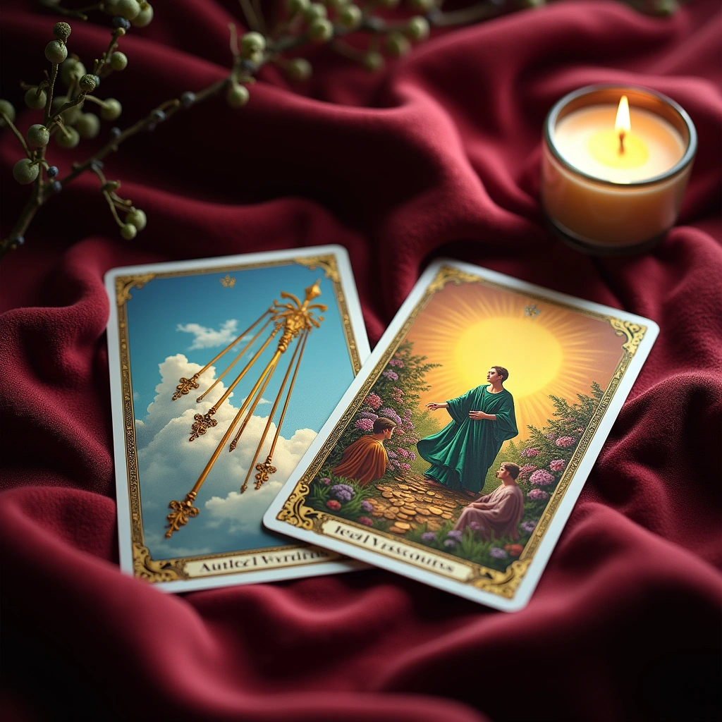 Acht Stäbe und Sechs Pentacles