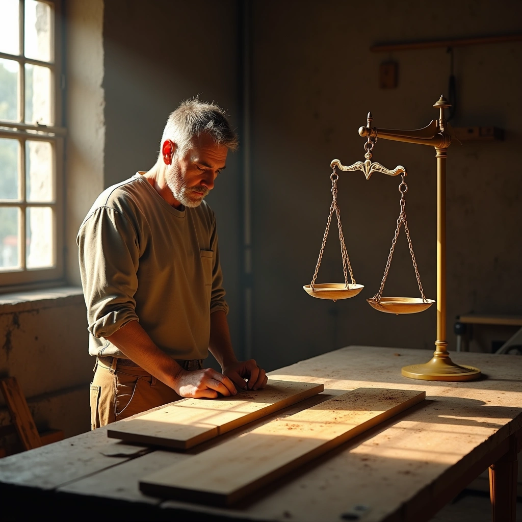 Acht der Pentacles und die Gerechtigkeit
