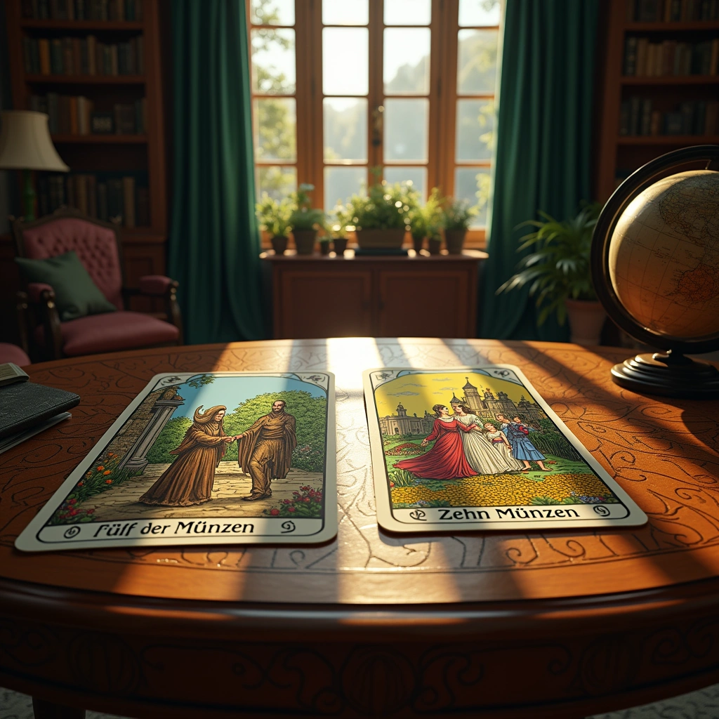 Fünf der Münzen und Zehn der Münzen