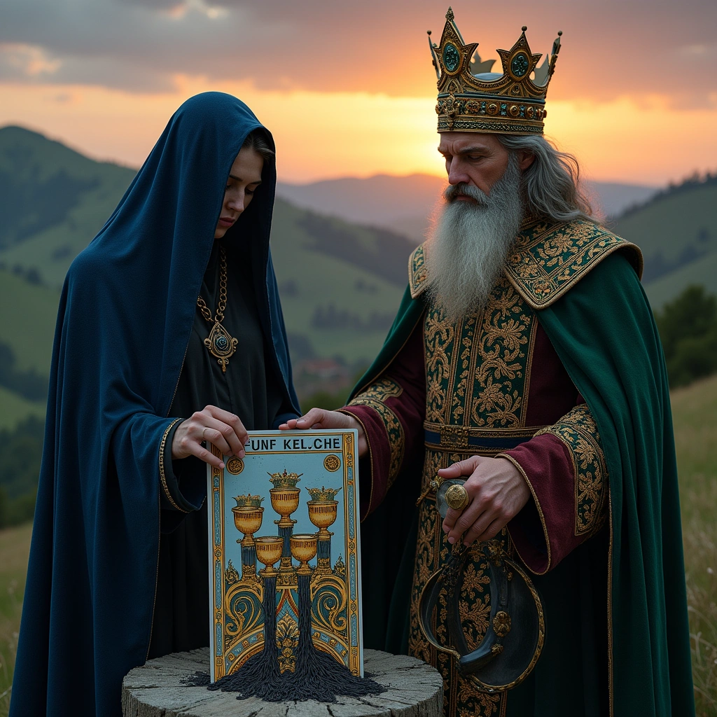 Fünf Kelche und König der Pentagramme
