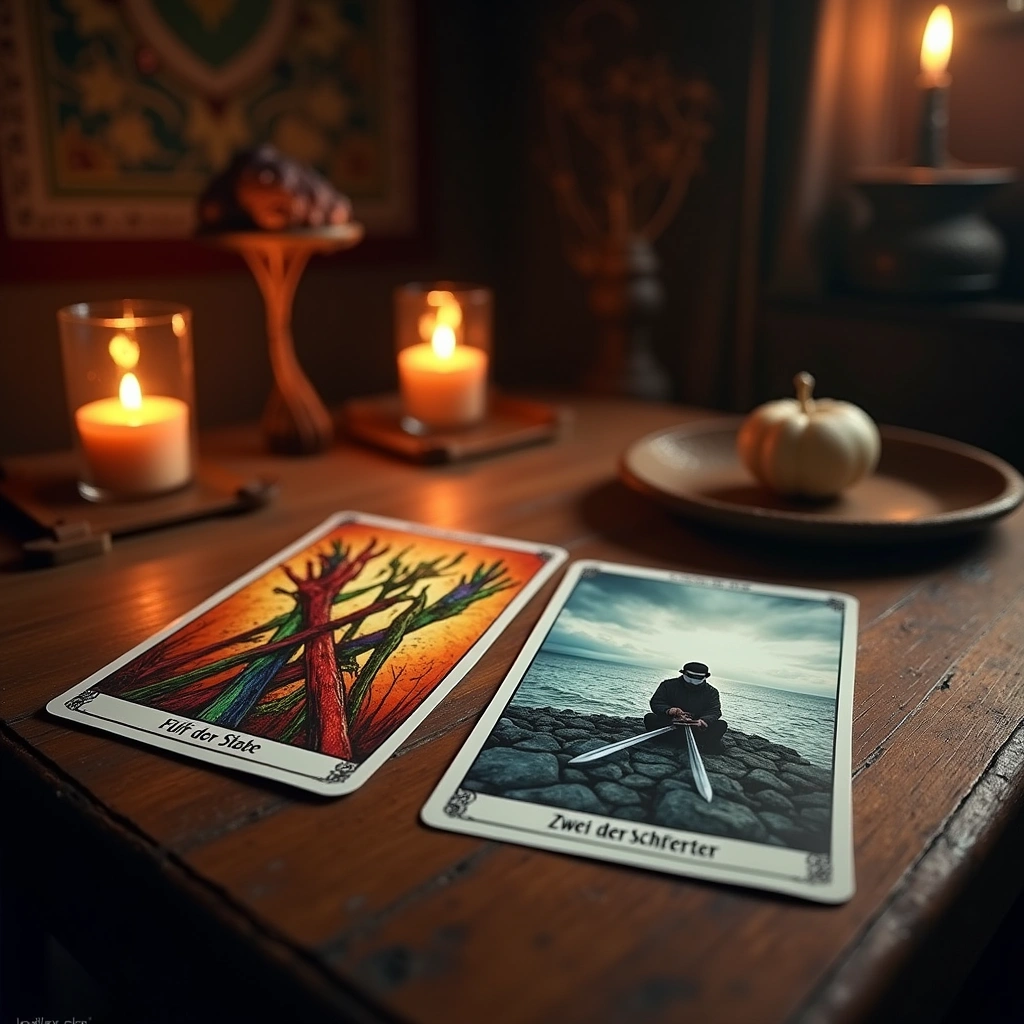 Fünf der Stäbe und Zwei der Schwerter