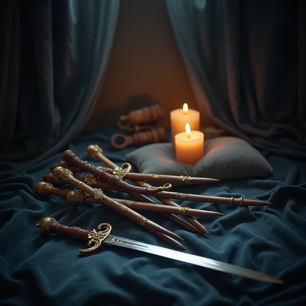 Fünf der Stäbe und Vier der Schwerter