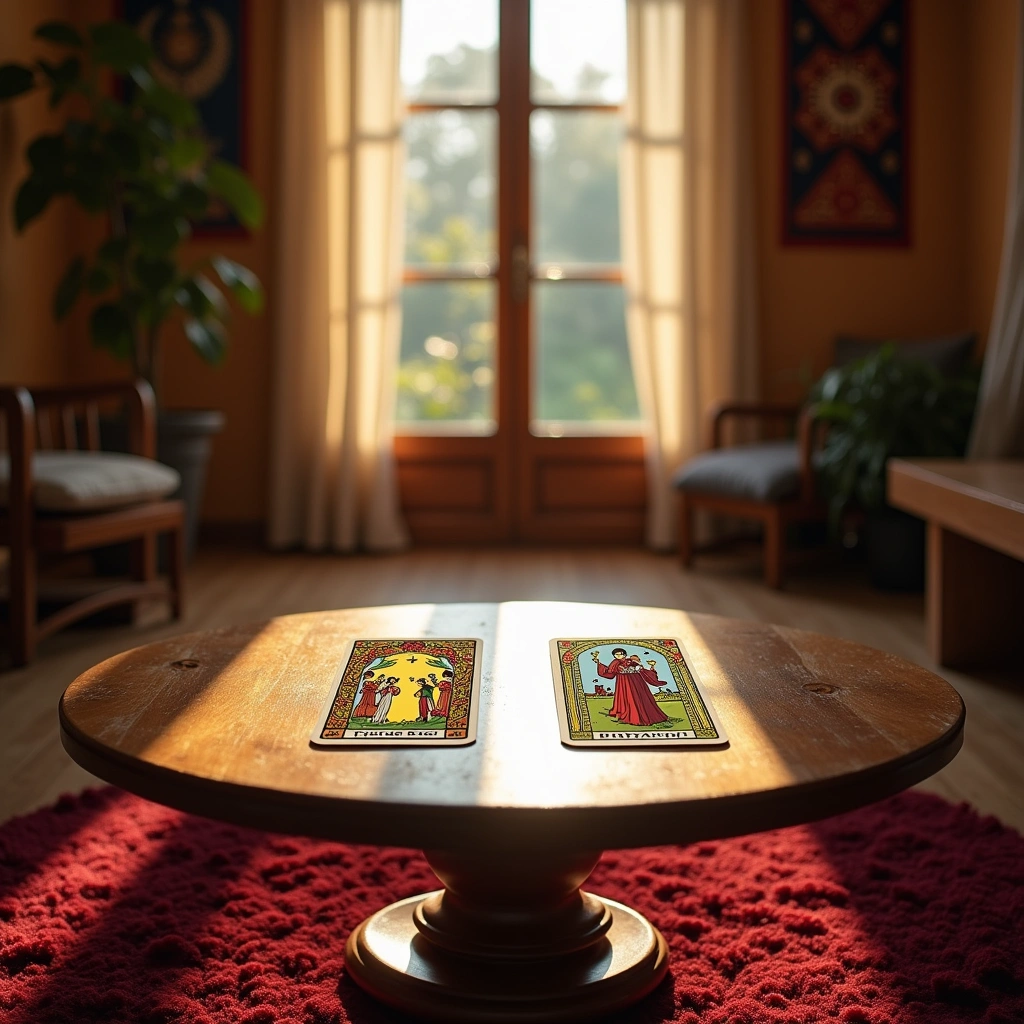 Vier der Stäbe und Zwei der Schwerter