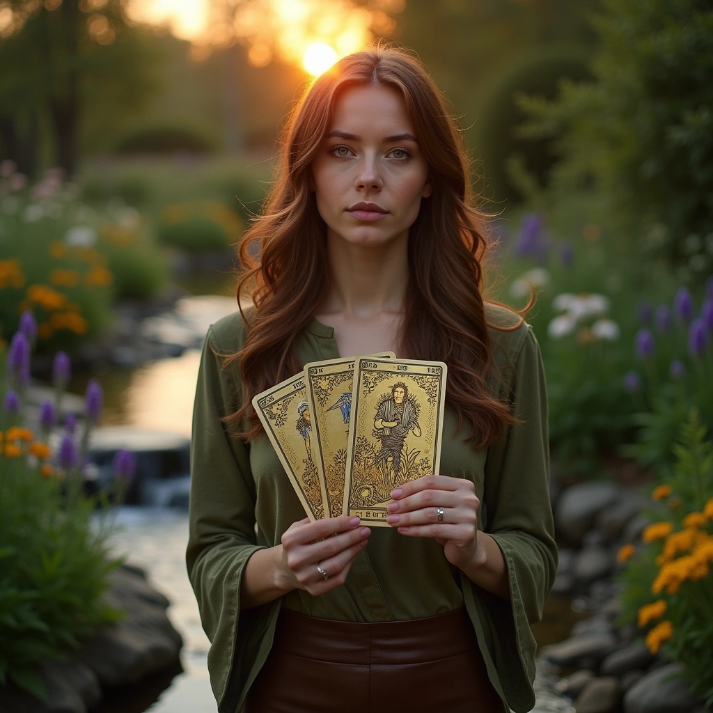 Vier der Pentacles und Neun der Stäbe